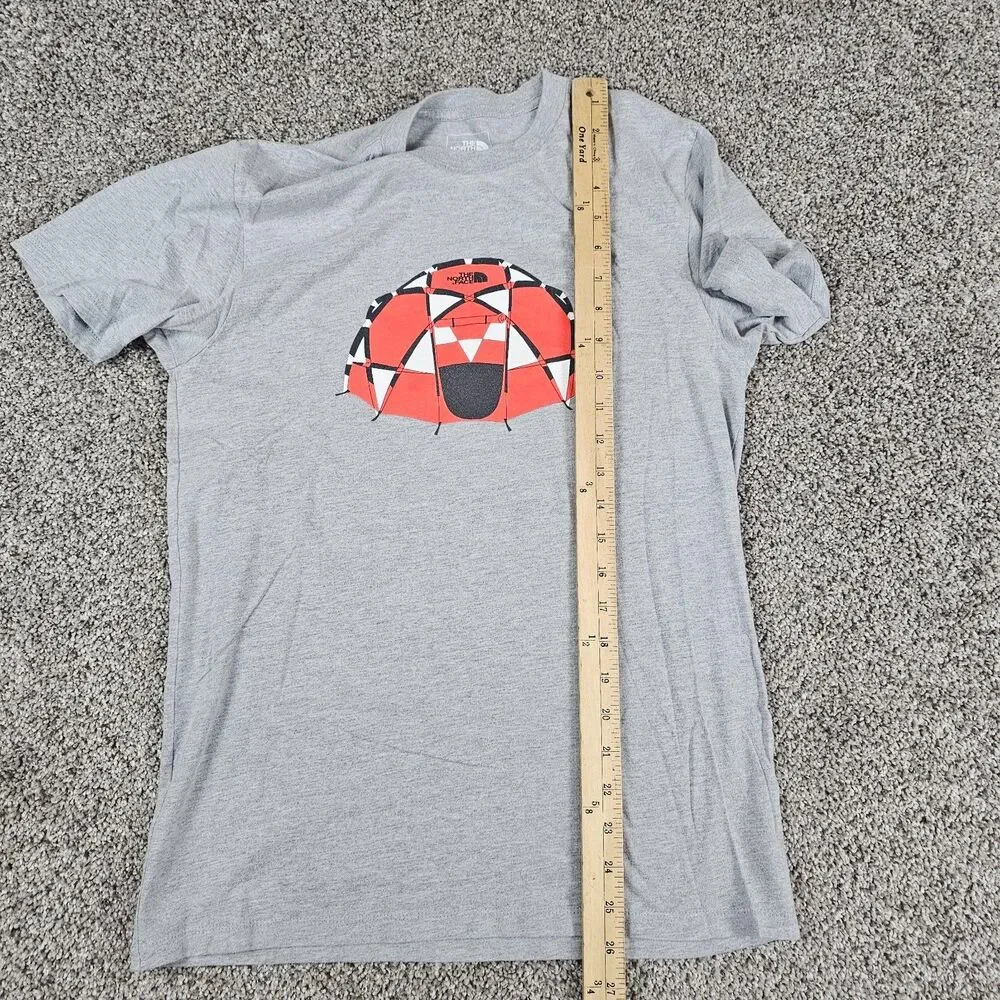 North Face Shirt Mens Small Gray Geometric Camping Tent Graphic Casual Outdoor